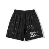 Gallery Dept. Black Paint-Splatter Mesh Shorts
