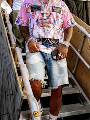 Gallery Dept. Gradient Wash Distressed Denim Shorts