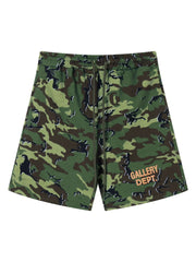 Gallery Dept. Olive Camo Orange Logo Shorts