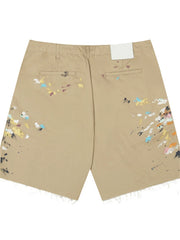 Gallery Dept. Khaki Paint-Splatter Cargo Shorts