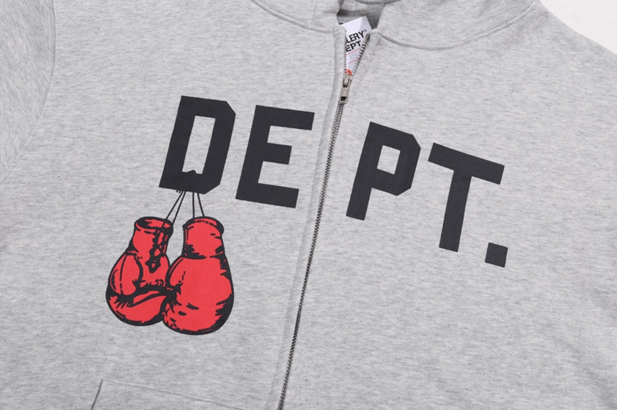 Gallery Dept. Grey Retro Boxing Zip Hoodie