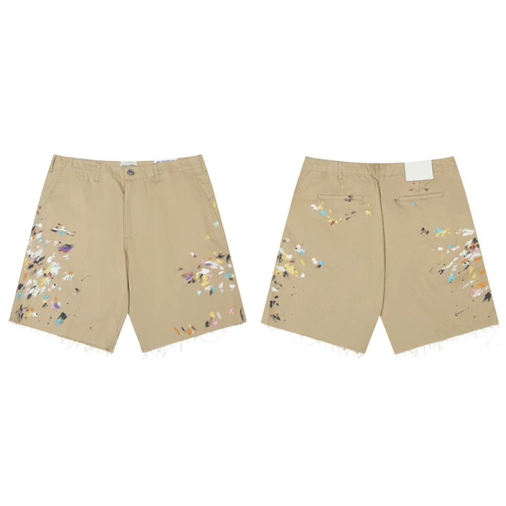 Gallery Dept. Khaki Paint-Splatter Cargo Shorts