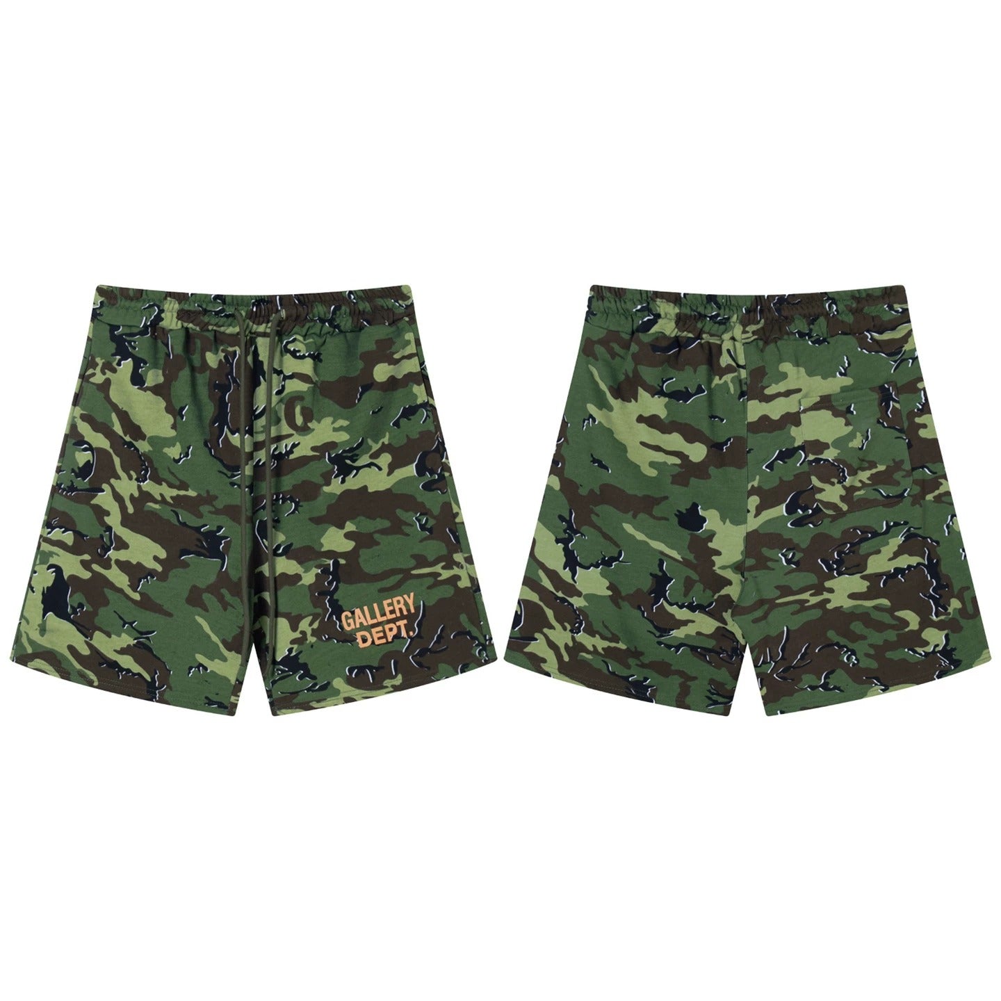 Gallery Dept. Olive Camo Orange Logo Shorts