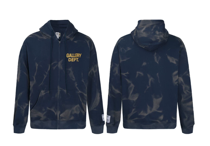 Gallery Dept. Navy Fleece Wash Zip Hoodie