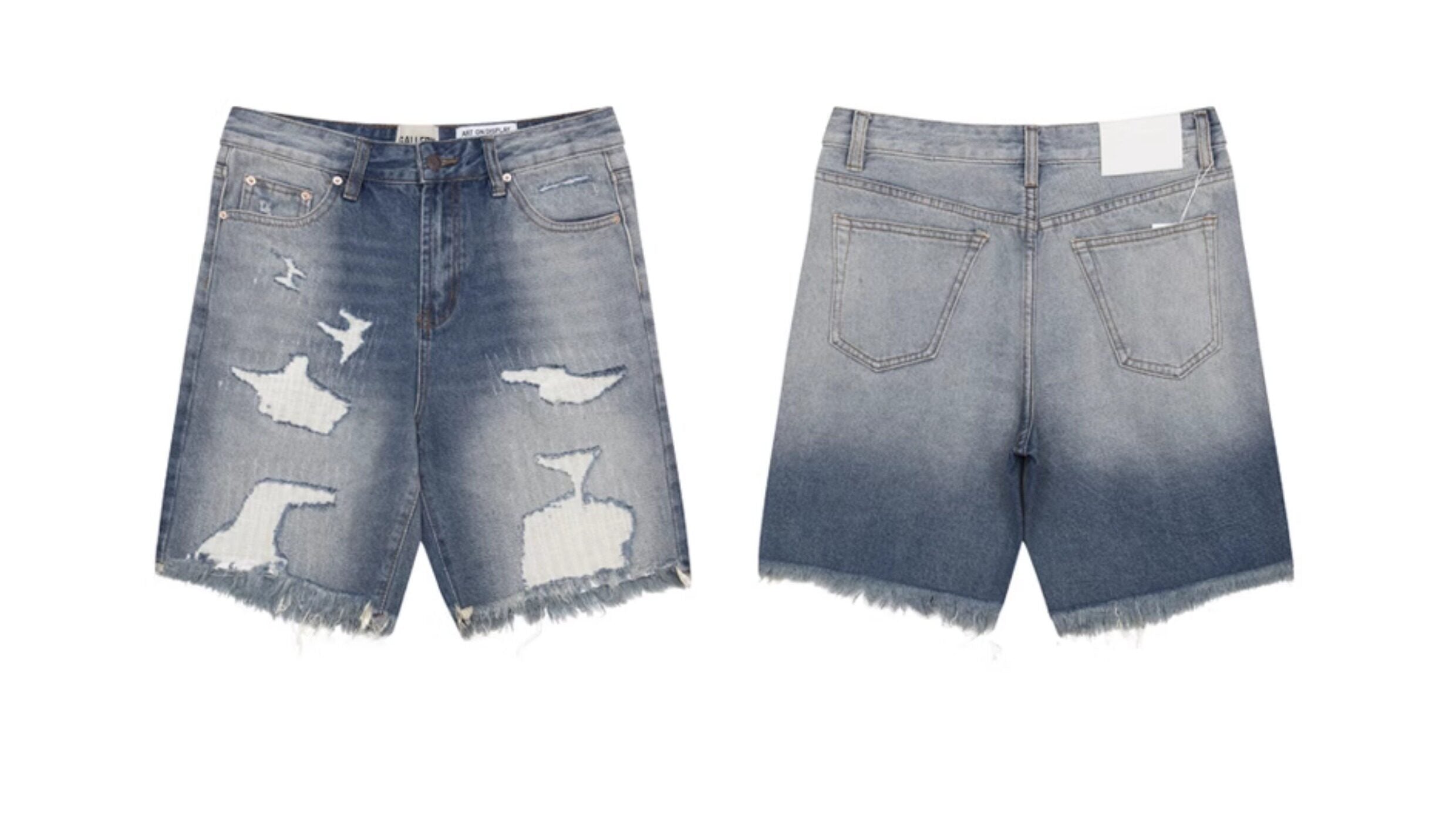Gallery Dept. Gradient Wash Distressed Denim Shorts