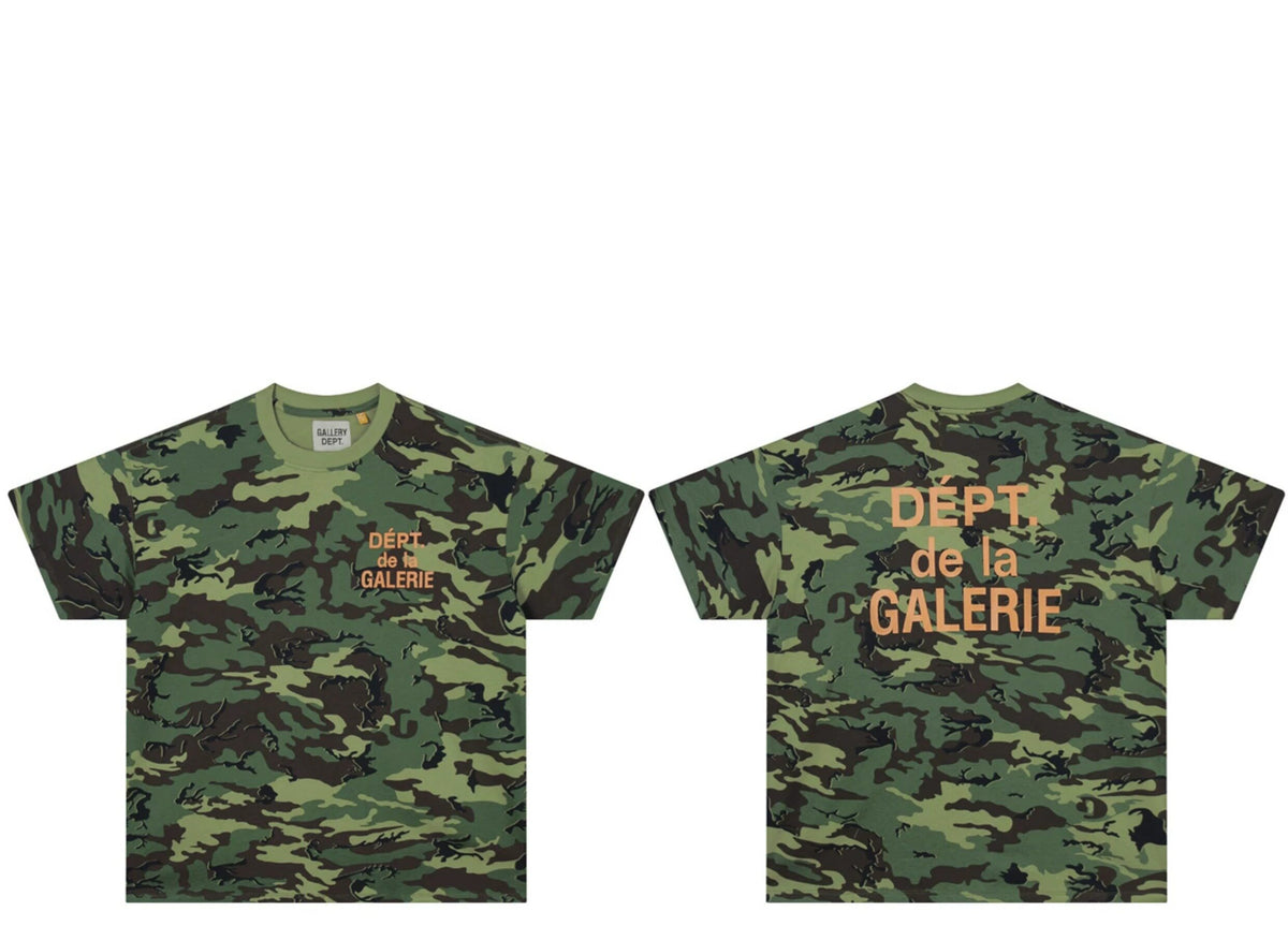 Gallery Dept. Olive Camo Orange Script Tee