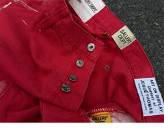 Gallery Dept. Red Paint-Splatter Flare Cargo Pants