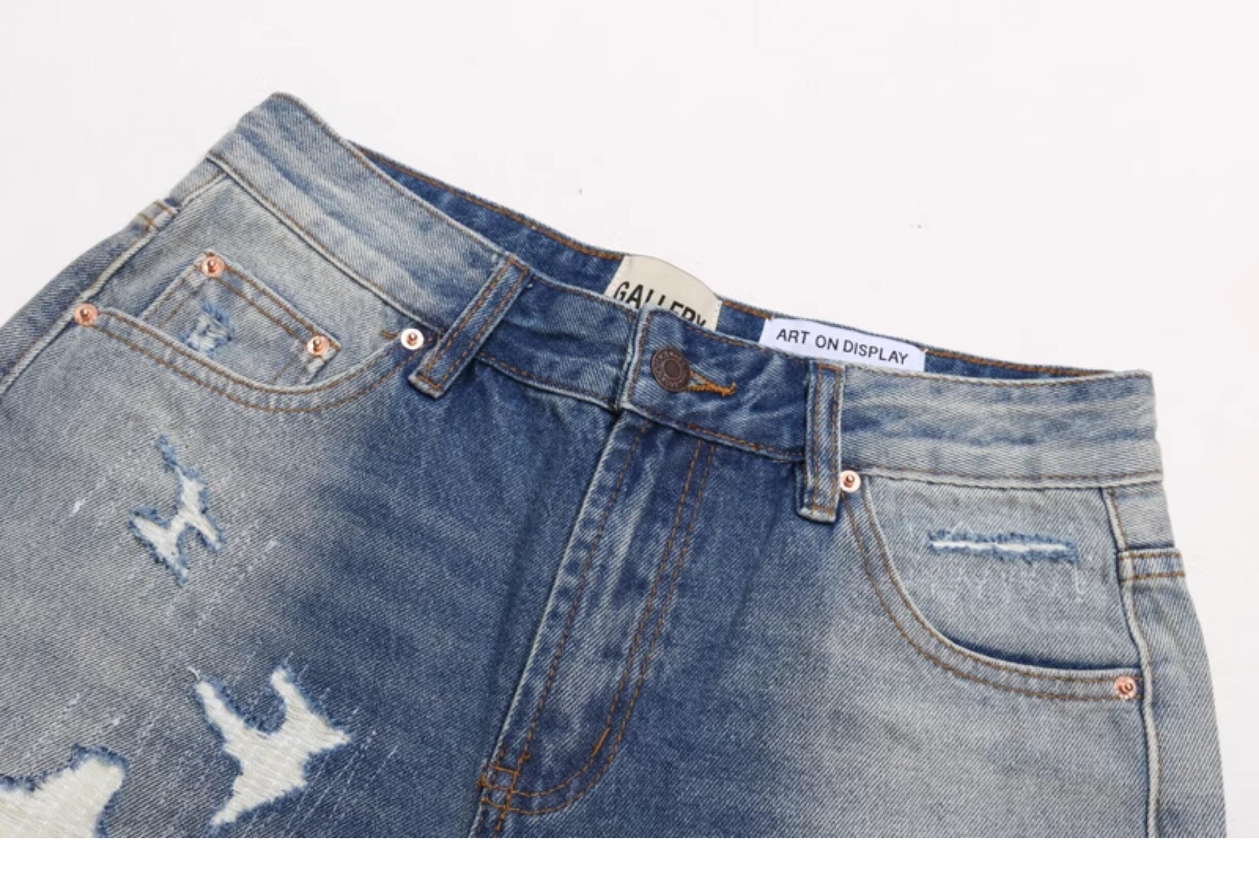 Gallery Dept. Gradient Wash Distressed Denim Shorts