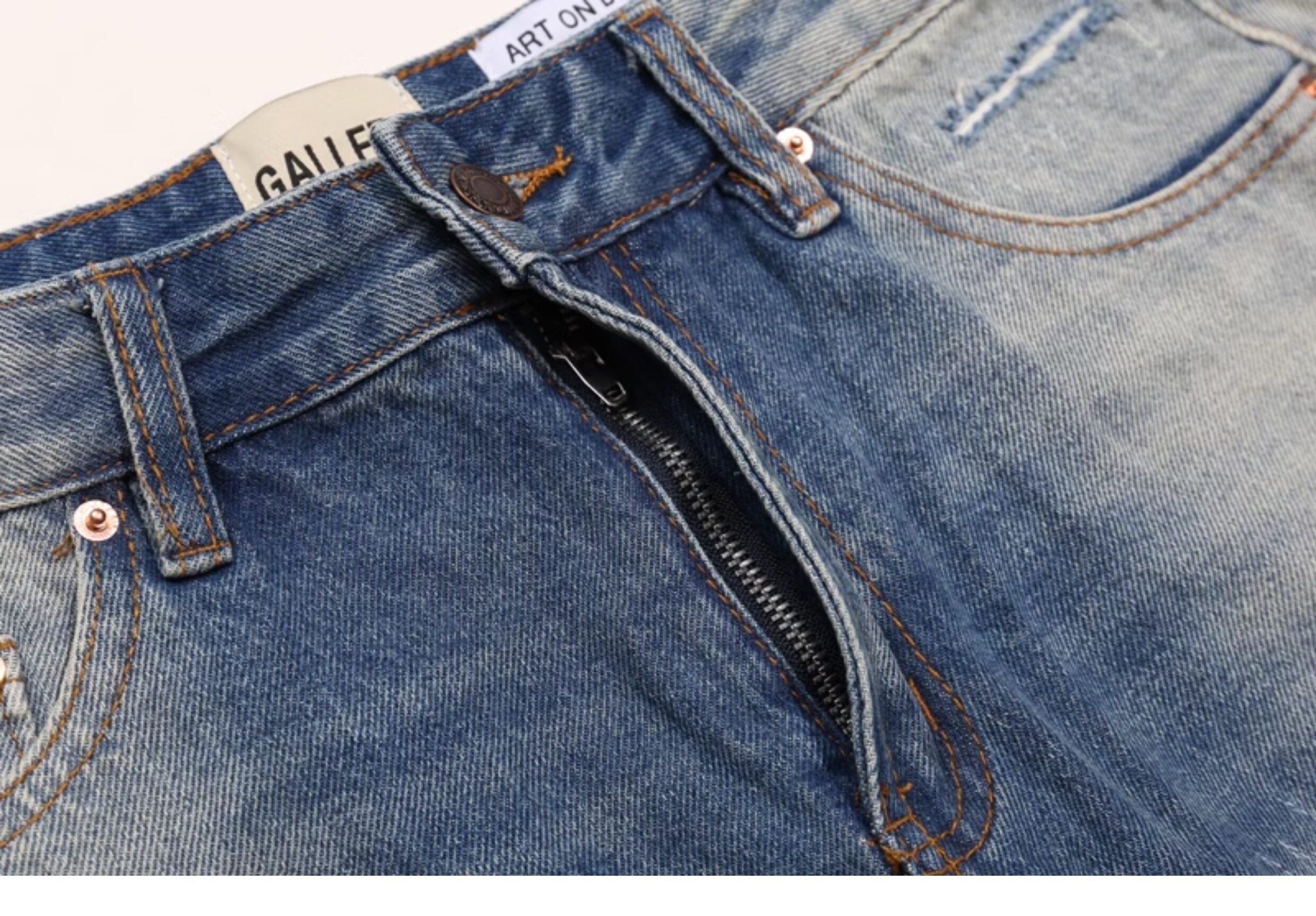Gallery Dept. Gradient Wash Distressed Denim Shorts
