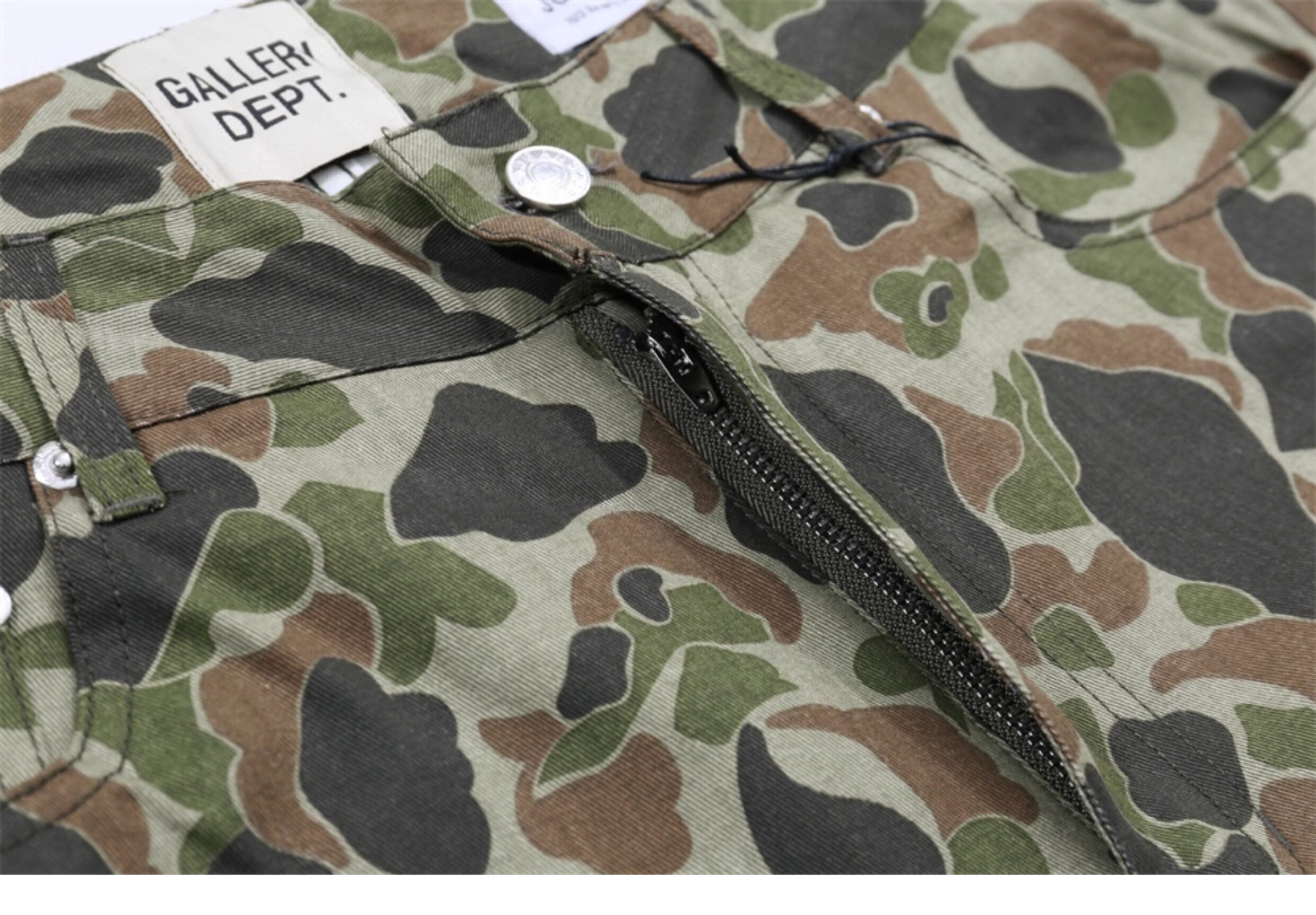 Gallery Dept. Olive Camo Straight-Leg Jeans