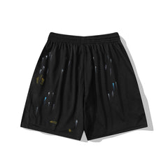 Gallery Dept. Black Paint-Splatter Mesh Shorts