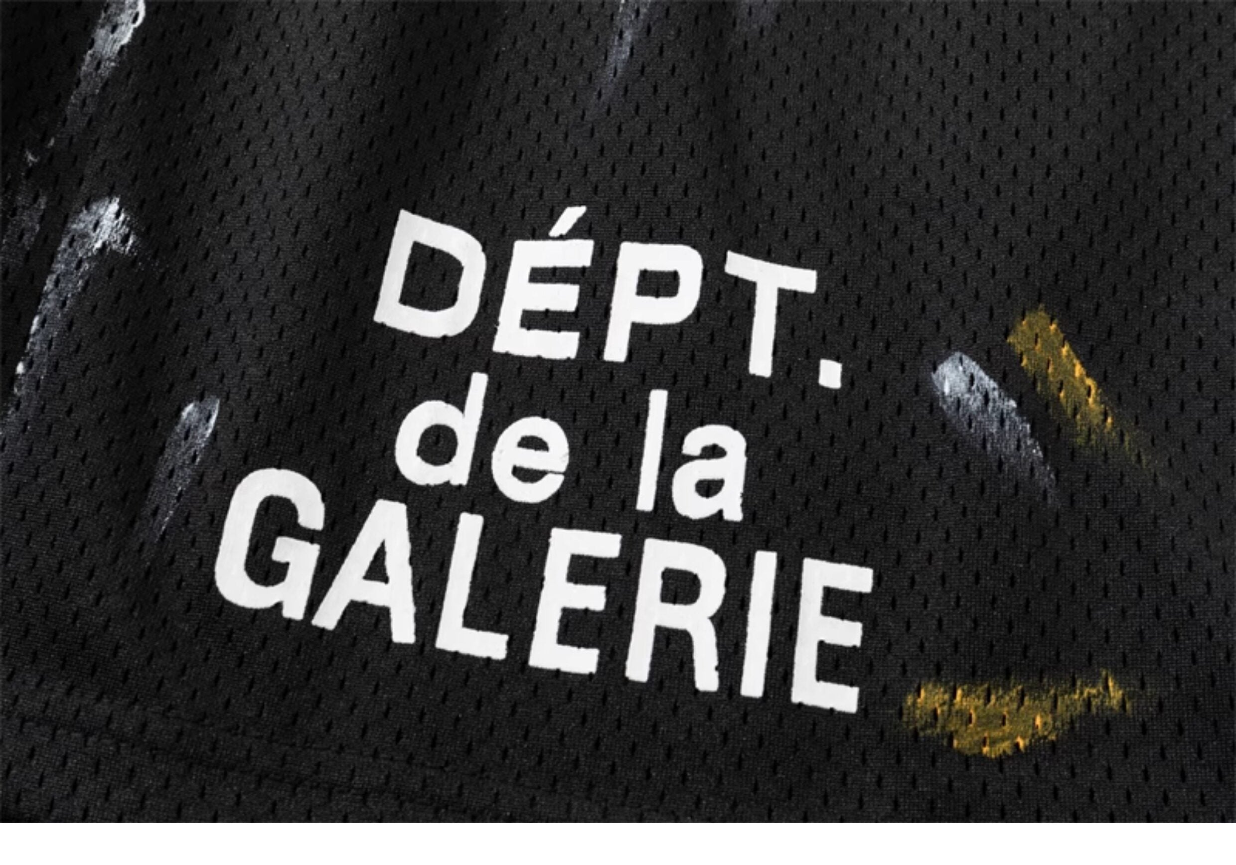 Gallery Dept. Black Paint-Splatter Mesh Shorts