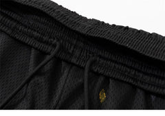 Gallery Dept. Black Paint-Splatter Mesh Shorts