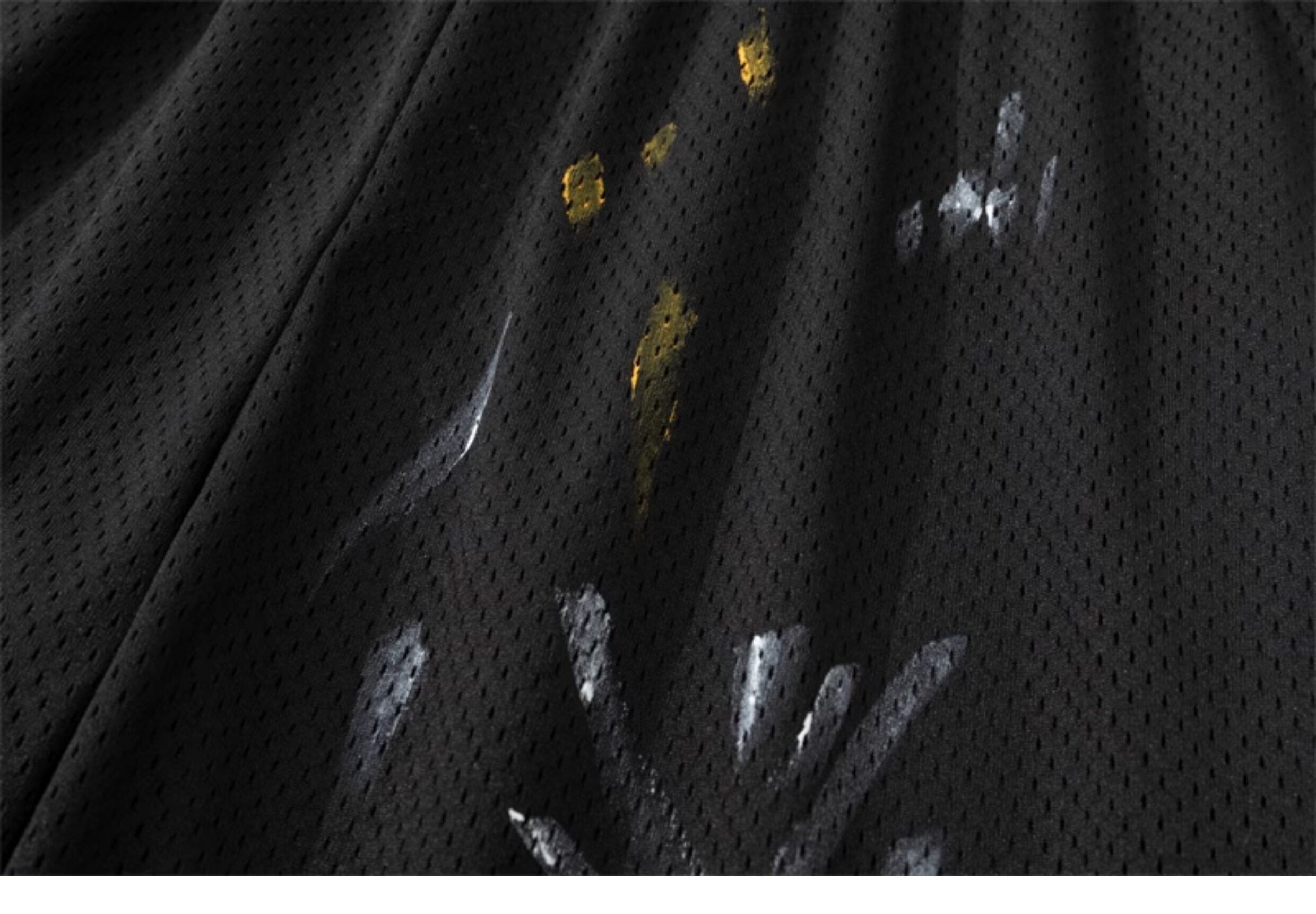 Gallery Dept. Black Paint-Splatter Mesh Shorts