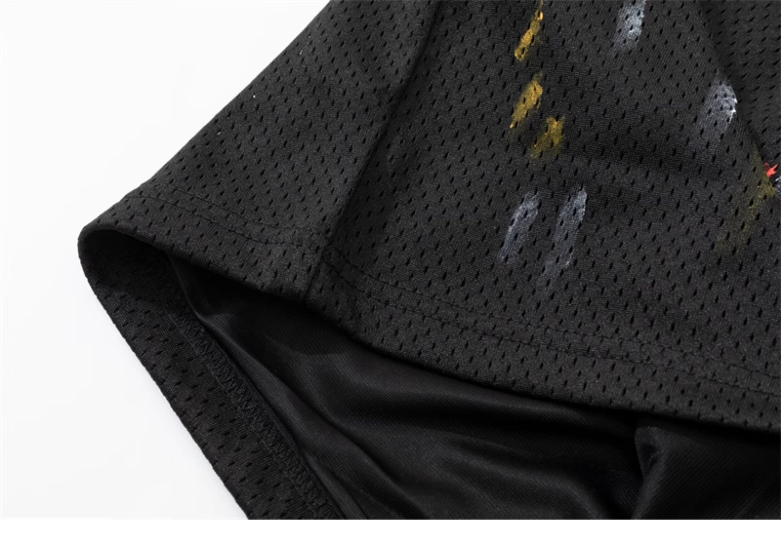 Gallery Dept. Black Paint-Splatter Mesh Shorts