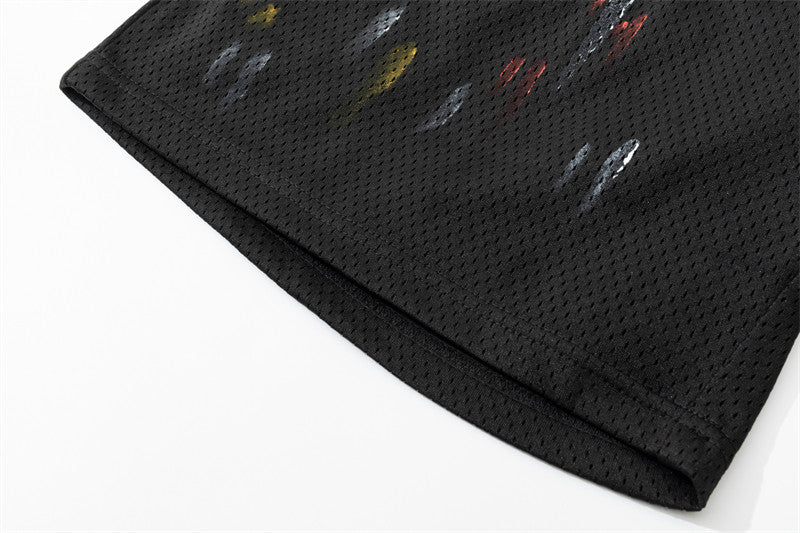 Gallery Dept. Black Paint-Splatter Mesh Shorts