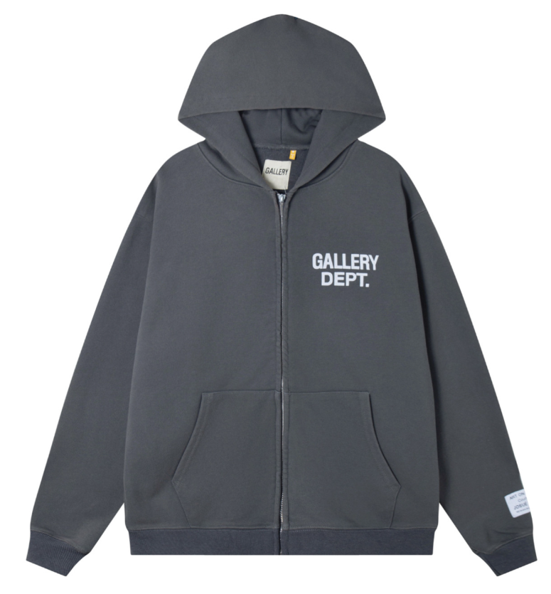 Gallery Dept. Charcoal Fleece Logo Zip Hoodie
