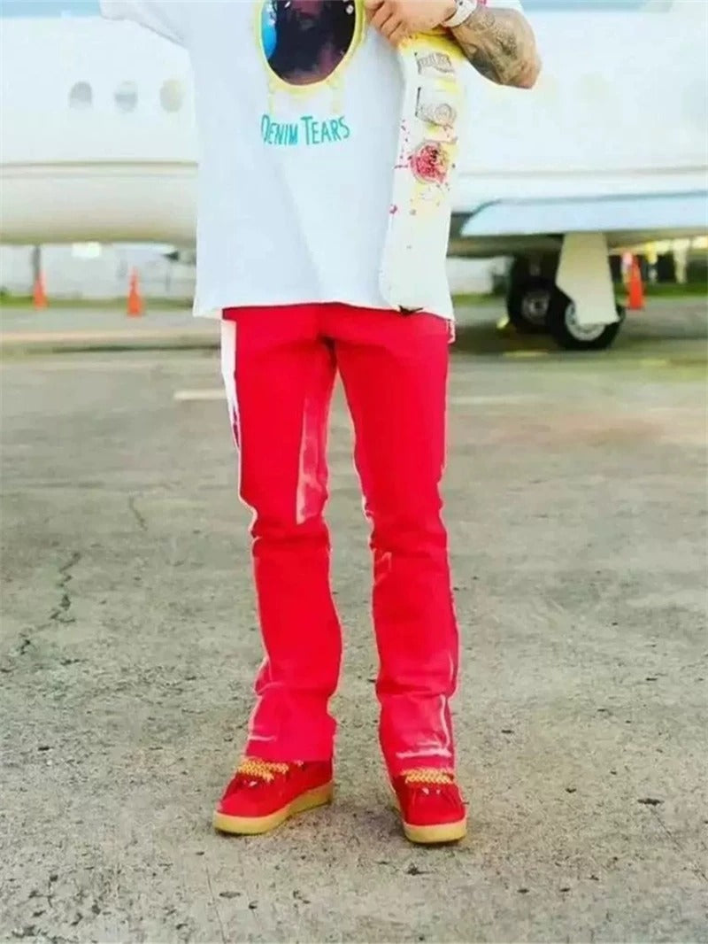 Gallery Dept. Red Paint-Splatter Flare Cargo Pants