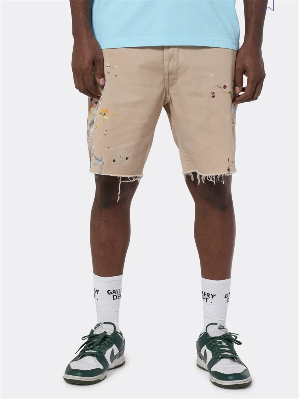 Gallery Dept. Khaki Paint-Splatter Cargo Shorts