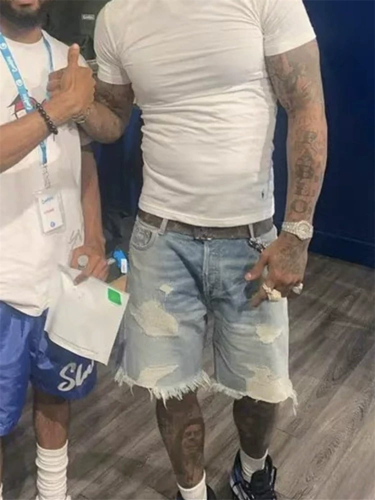 Gallery Dept. Gradient Wash Distressed Denim Shorts